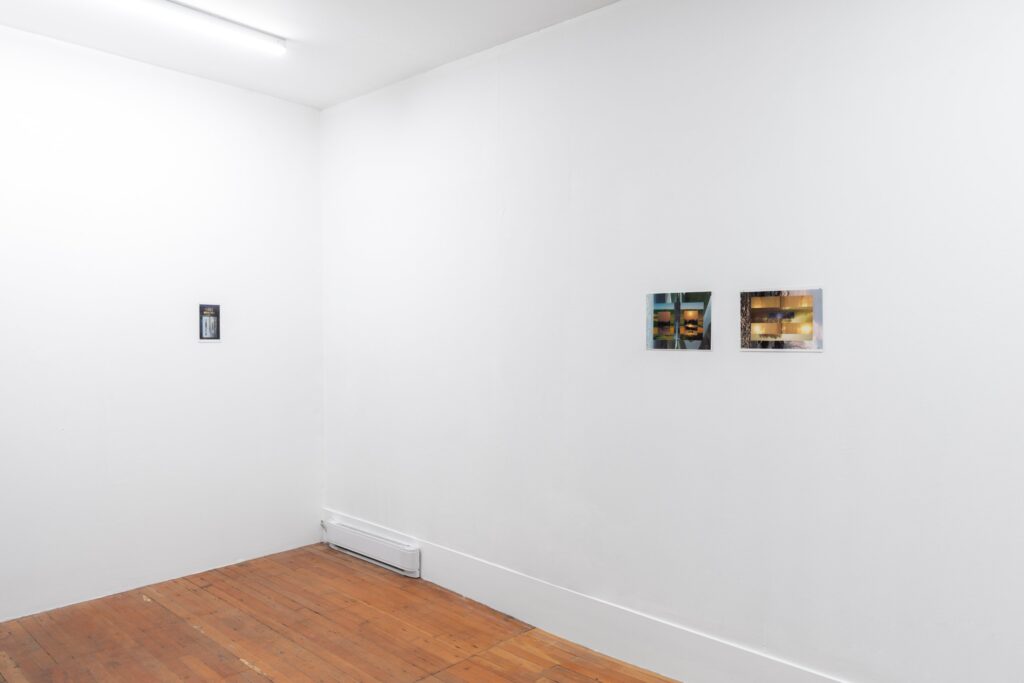 Install view of three collage works by ALyson Bucharest